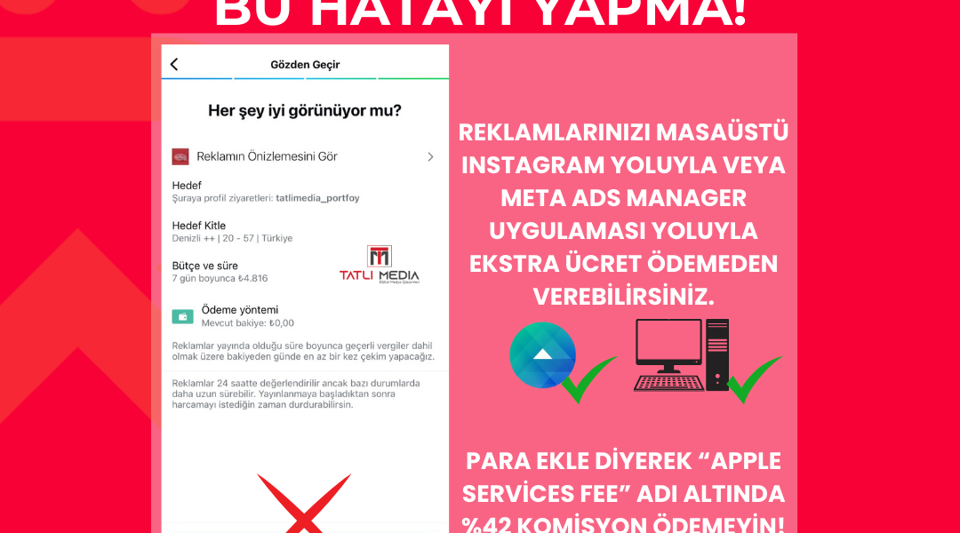 Instagram Üzerinden Reklam Verirken Para Ekle (Apple services fee) Hatası ve Çözümü